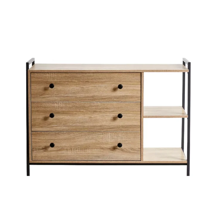 Stylish minimalist durable metal frame bedroom furniture antique bedroom dresser modern wooden chest of drawers