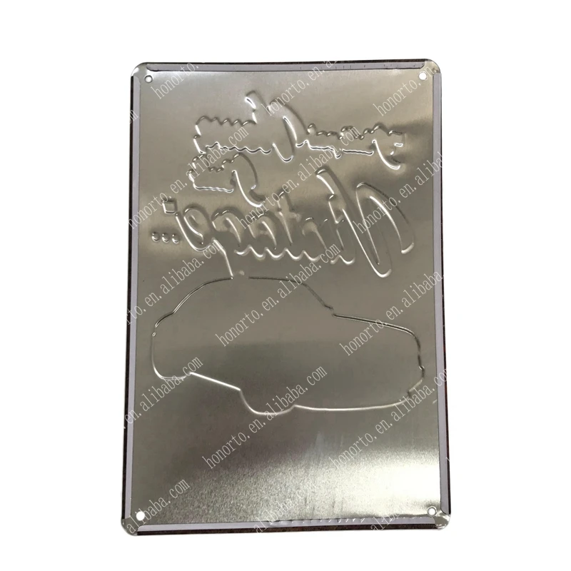Custom-made drawing in metal plates with punched holes and rolled edge tin sign of plane,bike,car