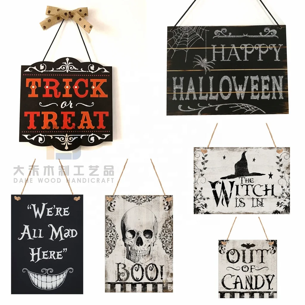 High Quality Wooden Board Plaques Crafts for Halloween Home Party Porch Hanging Decoration Door Wall Signs
