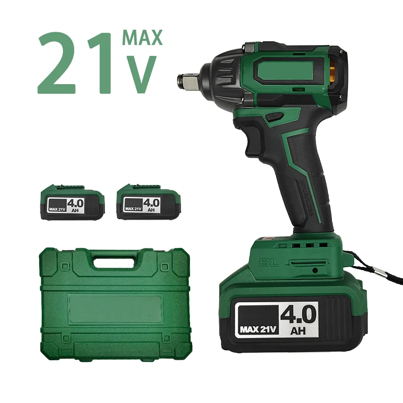 21V Cordless Electric Brushless Torque 3/4 Impact Wrench 1/2 Battery