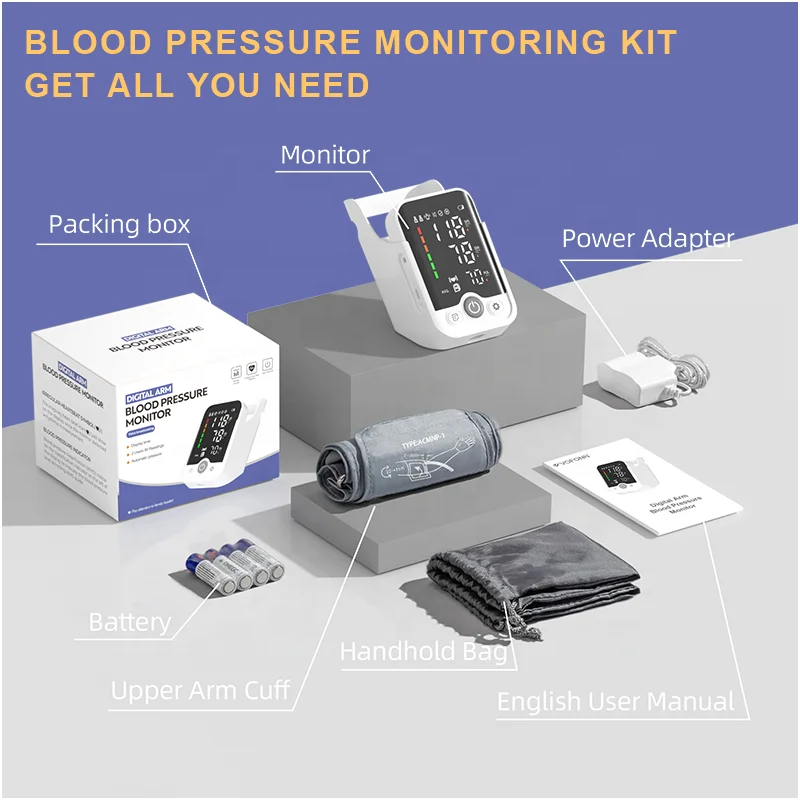 Professional Medical Digital Machine Sphygmomanometer Electronic Upper Arm Blood Pressure Monitor with Bluetooth