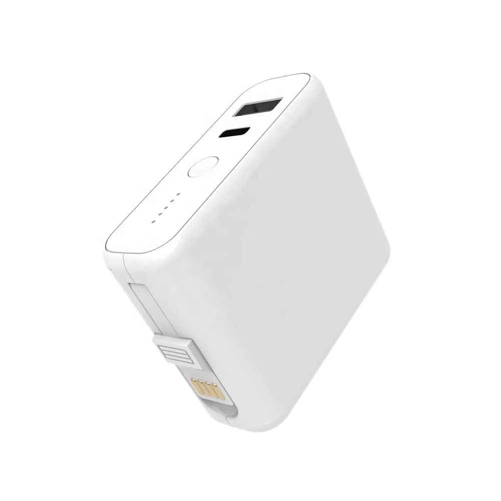 Portable Wireless Charger Power Bank with Suction Cup and Built-in Charging Cables of 5000mAh External Battery Pack Charger