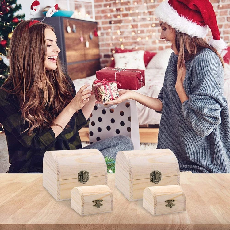 NEWELL Wood Gift Box with Lid Bamboo Material for Packaging Souvenirs Jewelry Collectibles Treasures Shop Photos Included