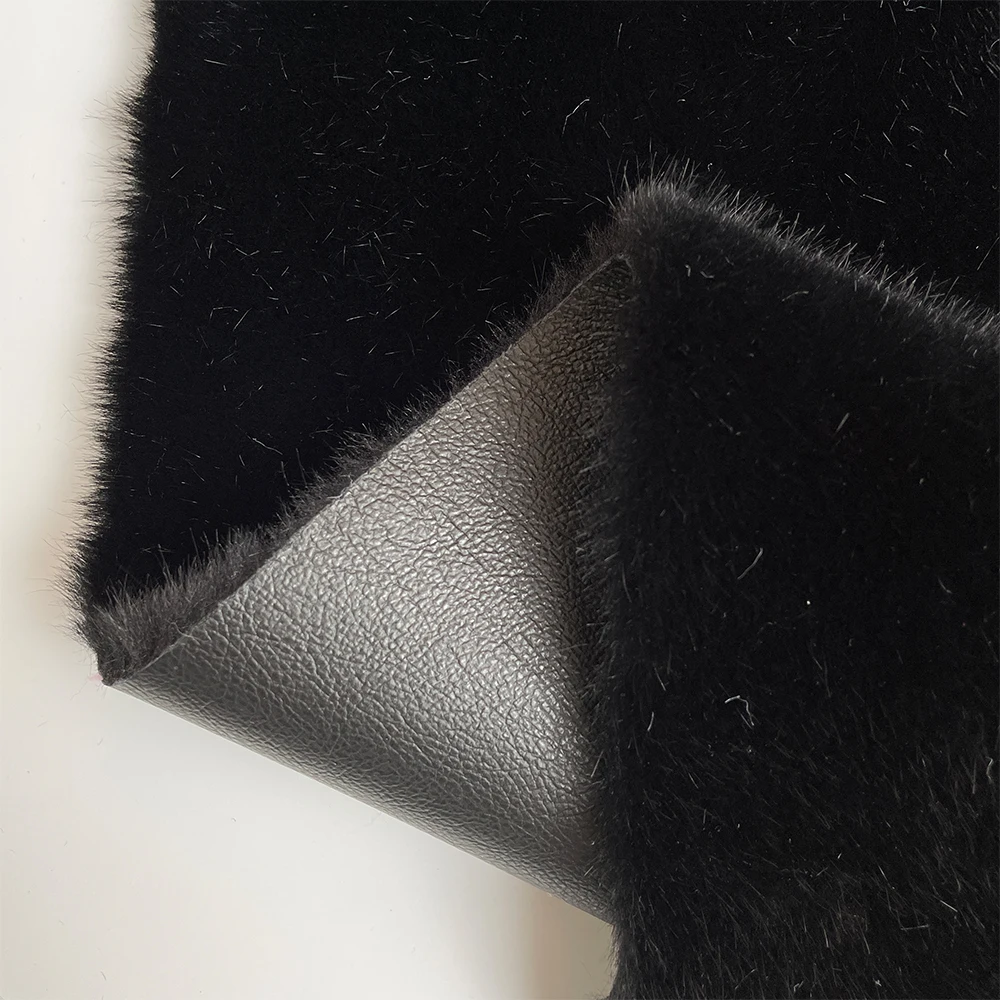 Pu Bonded Faux Mink Fur Fabric Suede Bonding Fabric Artificial Fake Luxury Faux Fox Fur For Winter Coat Scarf Ponchos