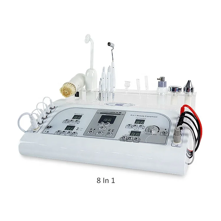 8 In 1  Diamond Dermabrasion Peeling 10 In 1 Facial Massage Anti-aging Spot Removal High Frequency Galvanic Facial Machine