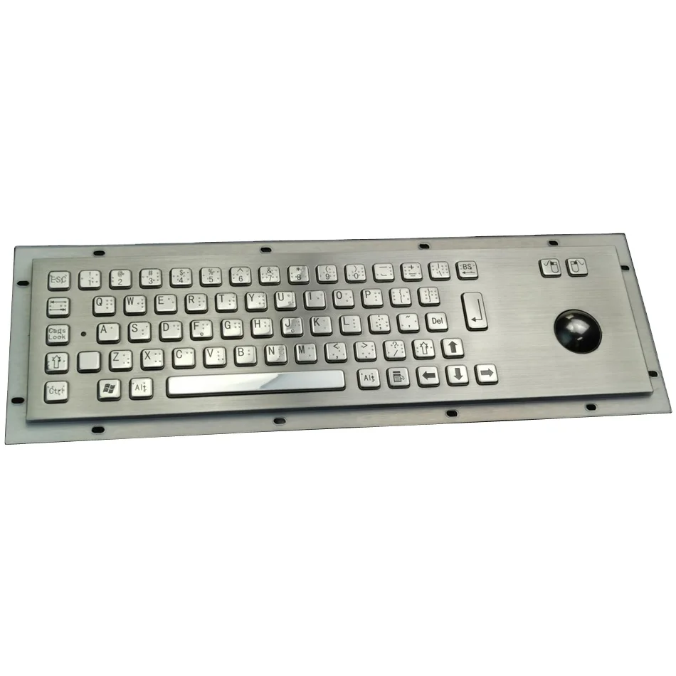 LK Metal keyboard with trackball with braille keys industry machine metal keyboard