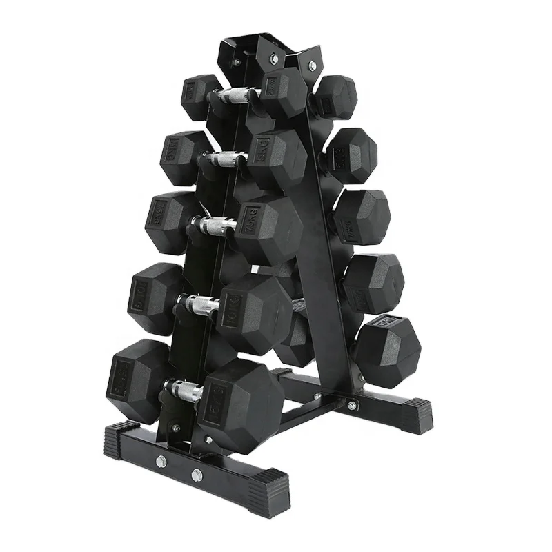 Professional Hex Rubber Dumbbell Set Best Fitness Equipment Accessories 2.5kg-60kg Iron Weights for Home Use