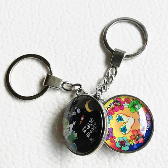 New products wholesale factory custom best quality crystal round double side glass keychain