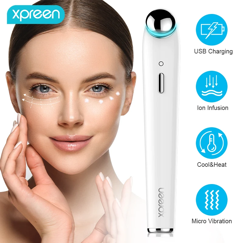 Electric Skin Care Tool Device Vibration Eye And Lip Massager Wand Stick Pen Eye Lip Beauty Enhancer Massager With Heat And Led