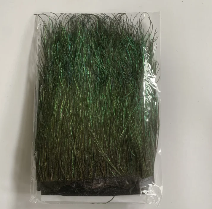 Hy White Dyed Real Natural Peacock Sword Feathers 5-7inch Strung Peacock Herl Fringe Natural For Crafts