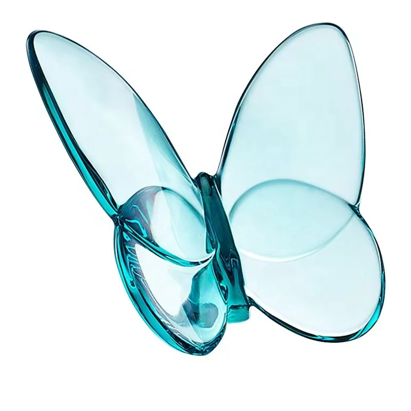 Handmade Glass Flying Butterfly with crystal ball base crafts figurine collection cut glass ornament statue animal perfect gift