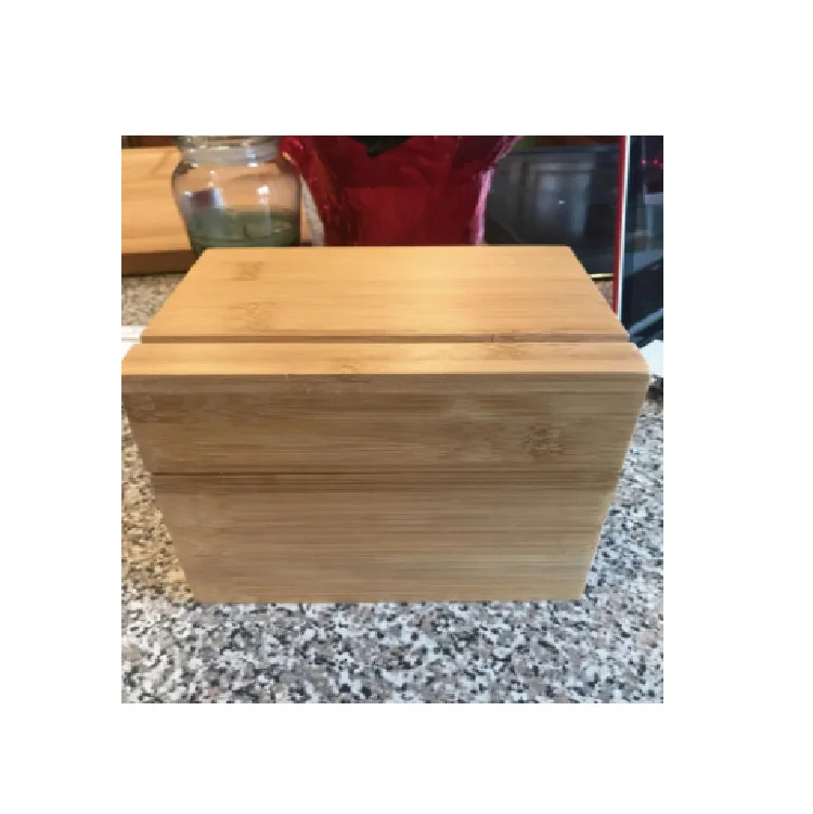 Bamboo Recipe Box With Acrylic Recipe Card Holder