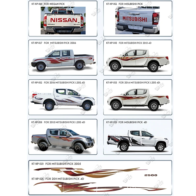 Truck Body stickers for Pickup 2020 Mitsubishi L200 Triton DC 4X4 Stickers