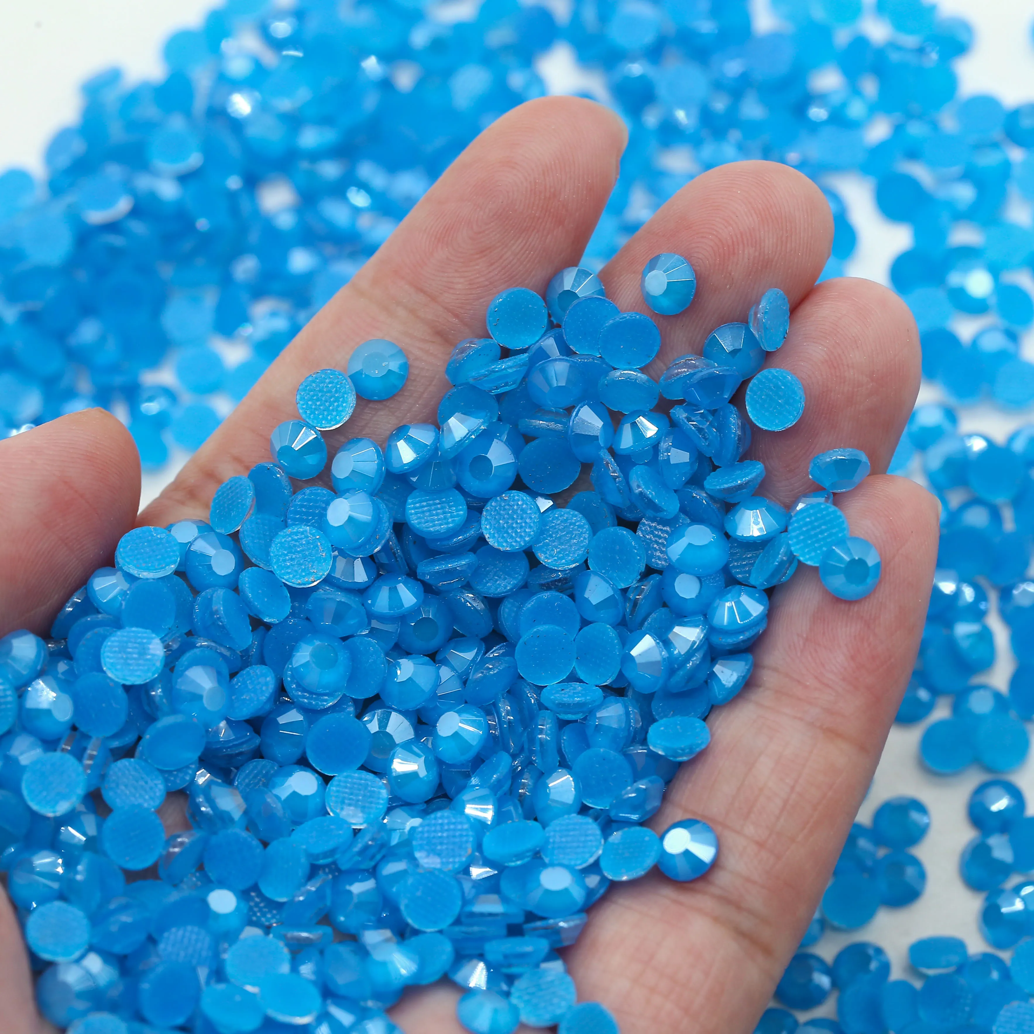 Xulin Wholesale Crystals Stones Bling Mocha Blue Color Glass Hotfix Flat Back Austria Loose Rhinestones For Clothes Decoration