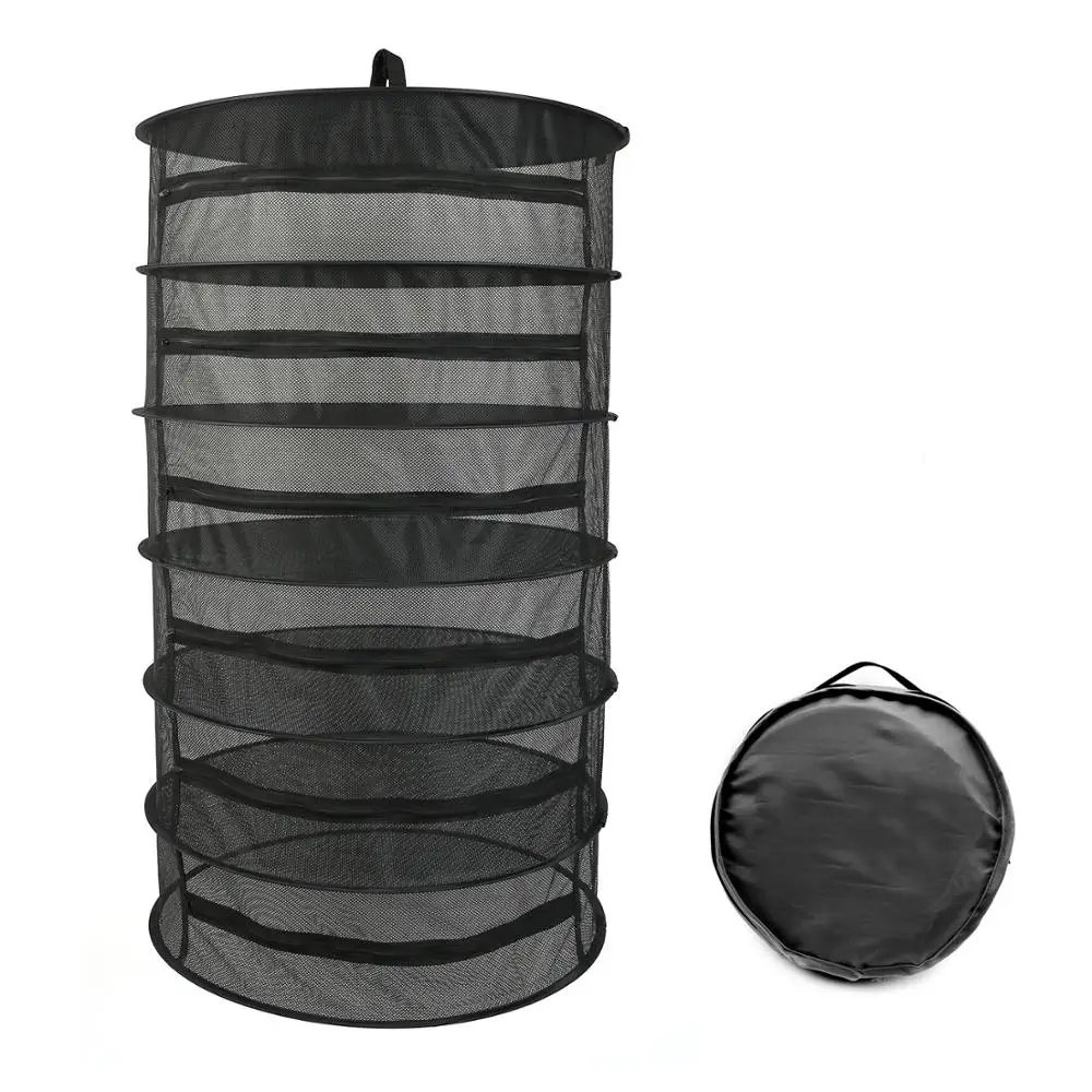 8 Layers Factory Direct Supply Greenhouse Black Net Black Zipper Heavy-Duty  Hanging Dry Net Dry Rack Hydroponics Grow Tent