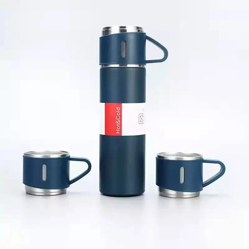 Dameida outdoor portable 2pcs 304 stainless steel business double wall vacuum flask thermos cup water bottle gift box set