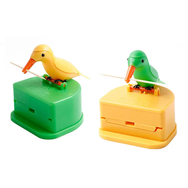 A659 Fully Automatic Storage Toothpick Dispenser Dinning Table Decor Press Type Toothpick Holder Bird Shape Smart Toothpick Box