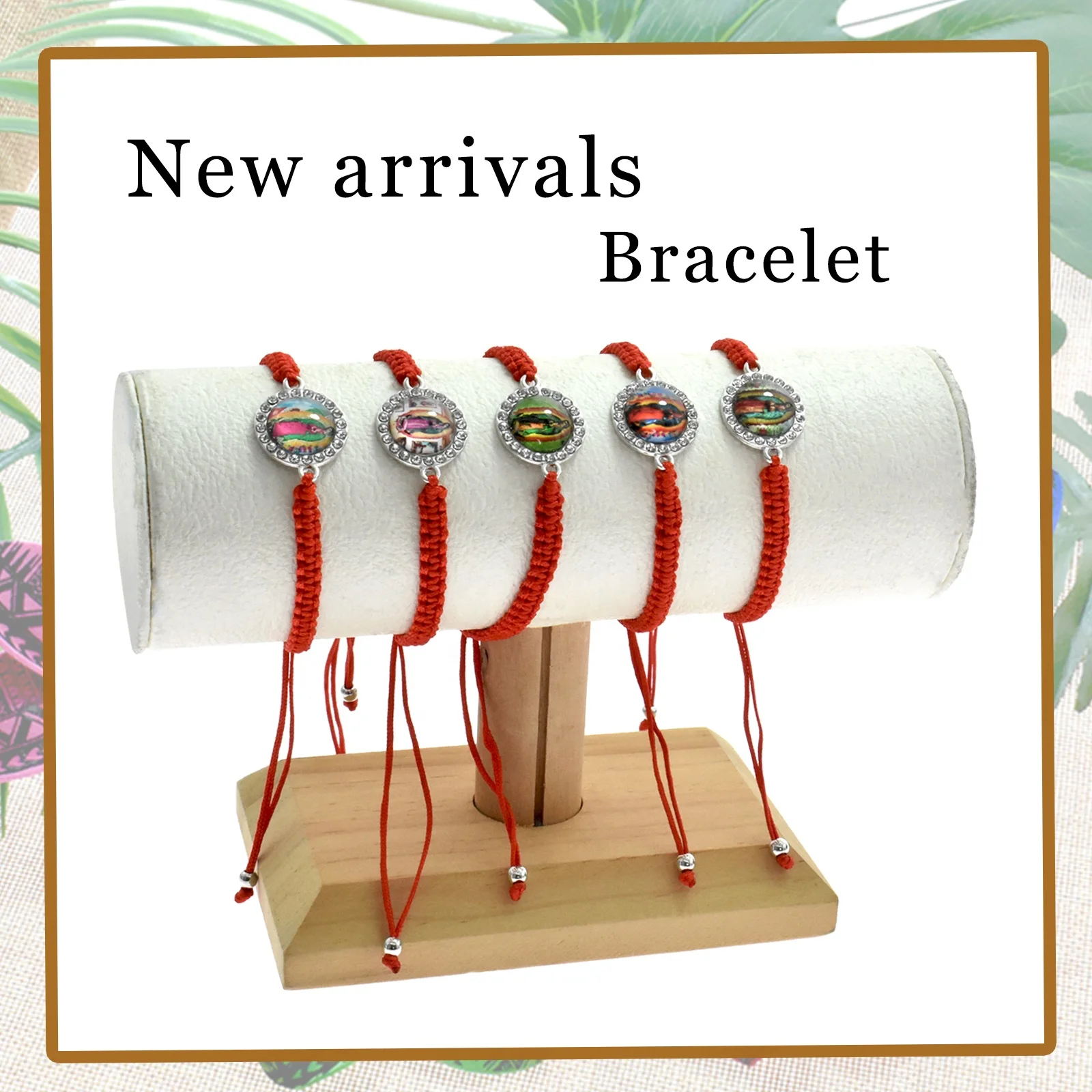 New wholesale red string braided bracelets crystal stone rosary bracelet jesus religious adjustable bracelet