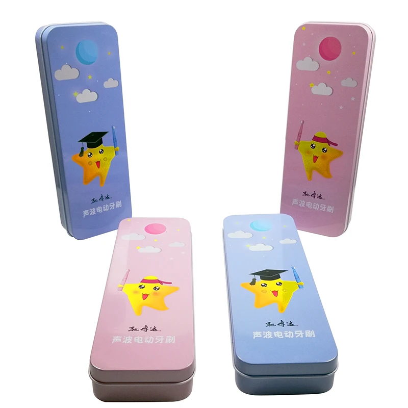 Wholesale Rectangular Metal Black Colored Boys or Girls Pencil Tin Box For Electric toothbrush