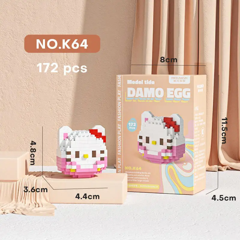 2024 Wholesale Cartoon Kuromi Pochacco DIY Building Blocks Kawaii Anime Cat Melody Assembled Toy Doll Bricks