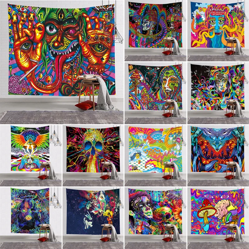 Nordic personality hanging cloth color psychedelic series living room bedroom tapestry hot sale tapestry