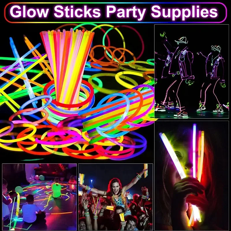 Glow Necklaces Bracelets Jewelry Favors Bulk Glow In Dark Fiesta Decor Navidad Halloween Wedding Supplies Neon Party Glow Sticks