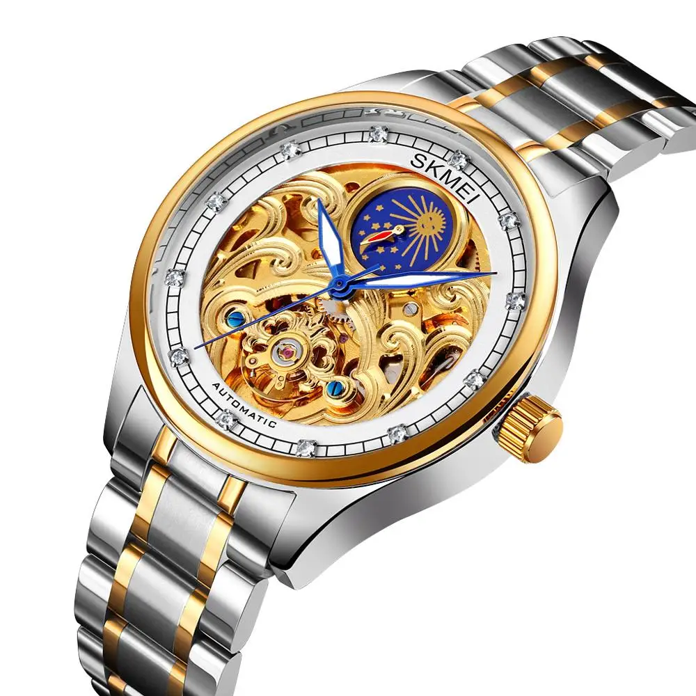 Factory OEM High Quality Skmei M025 New Design Mechanical Watches Diamond Automatic Wristwatches 3ATM Stainless Steel Watch