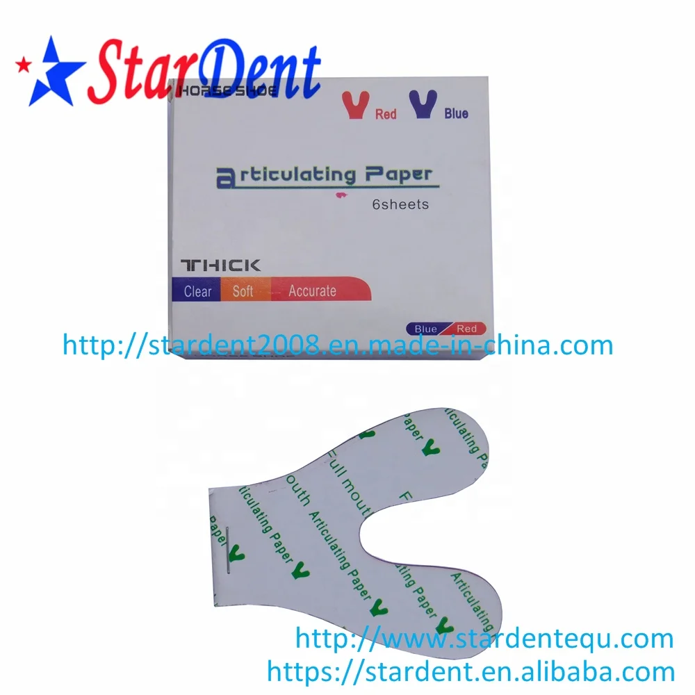 Стоматологическая Сочлененная бумага, стоматологический материал, гидрофильный утолщенный красный/синий тип лошади
