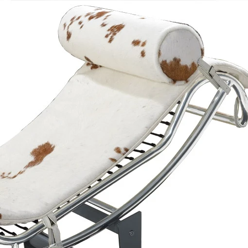 Modern Hotel Living Room Classic Design Chaise Longues Furniture Stainless Steel Genuine Leather Pony Skin Chaise Lounge