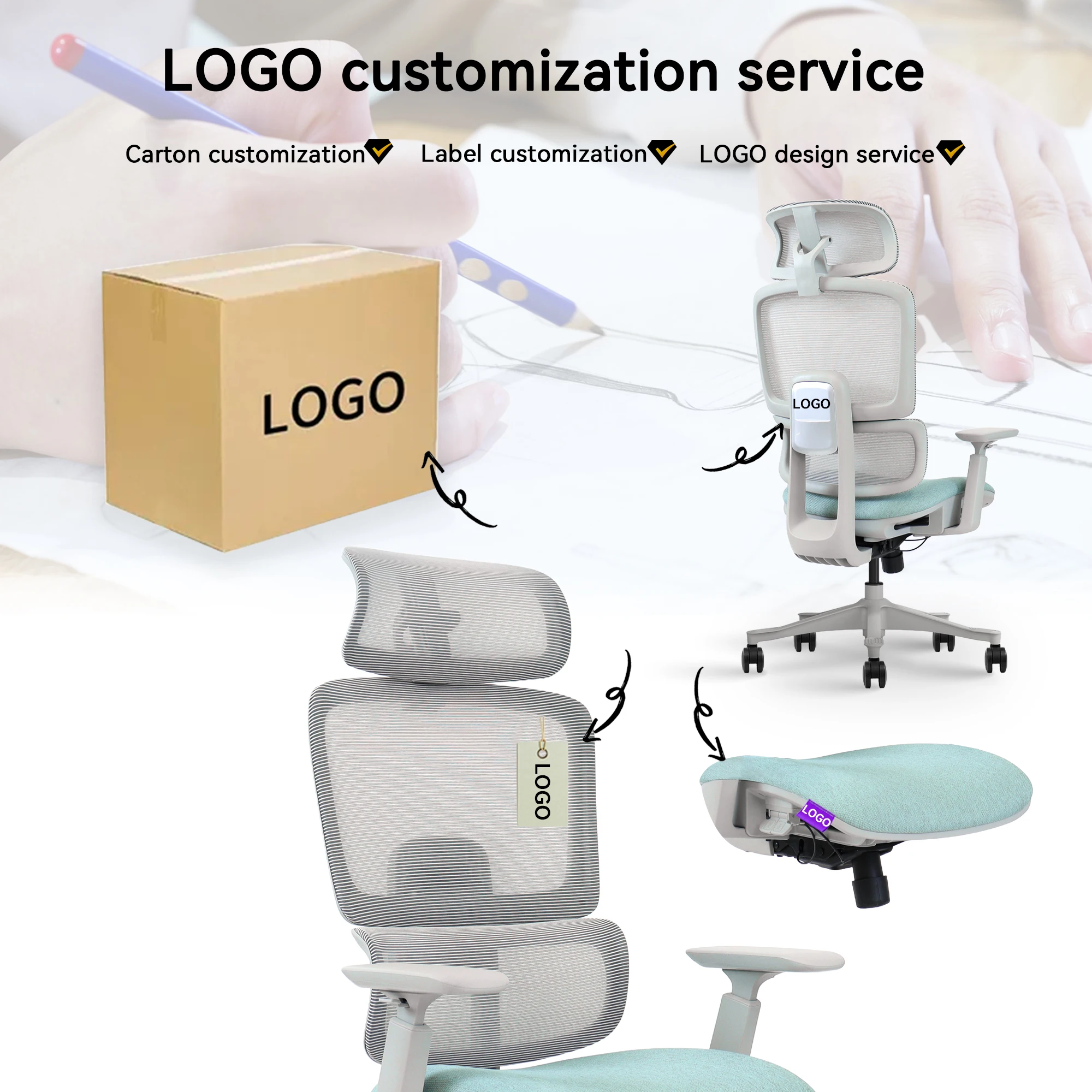 Vaseat T8-GH Luxury Home Office Chair Modern High-Back Swivel Chair Ergonomic Mesh Seat Executive Office Chair Chinese