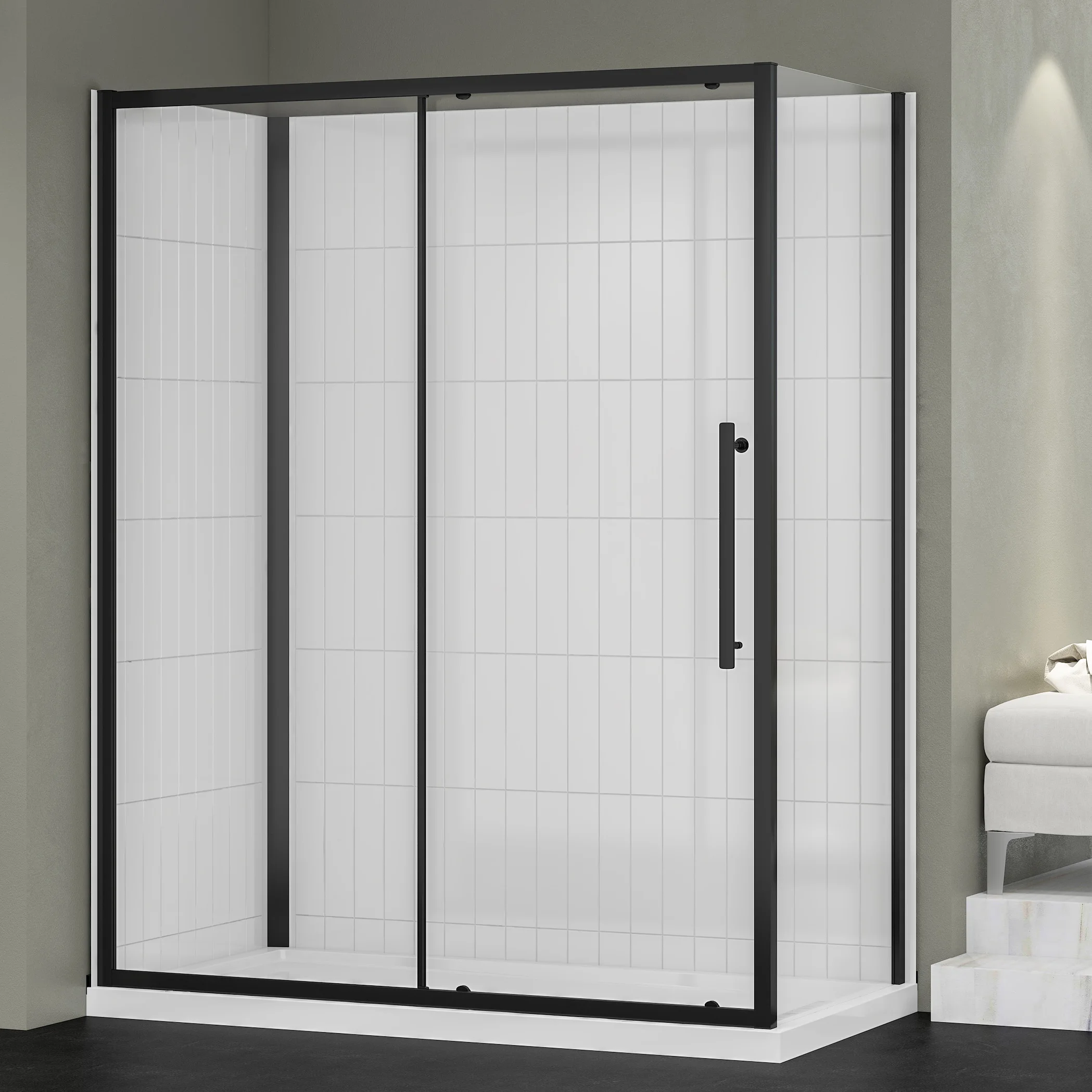 Easy to Install 6 mm Tempered Glass Rectangular Shower Kit  Room Shower Glass Room With Glass Shelf And Shower Base