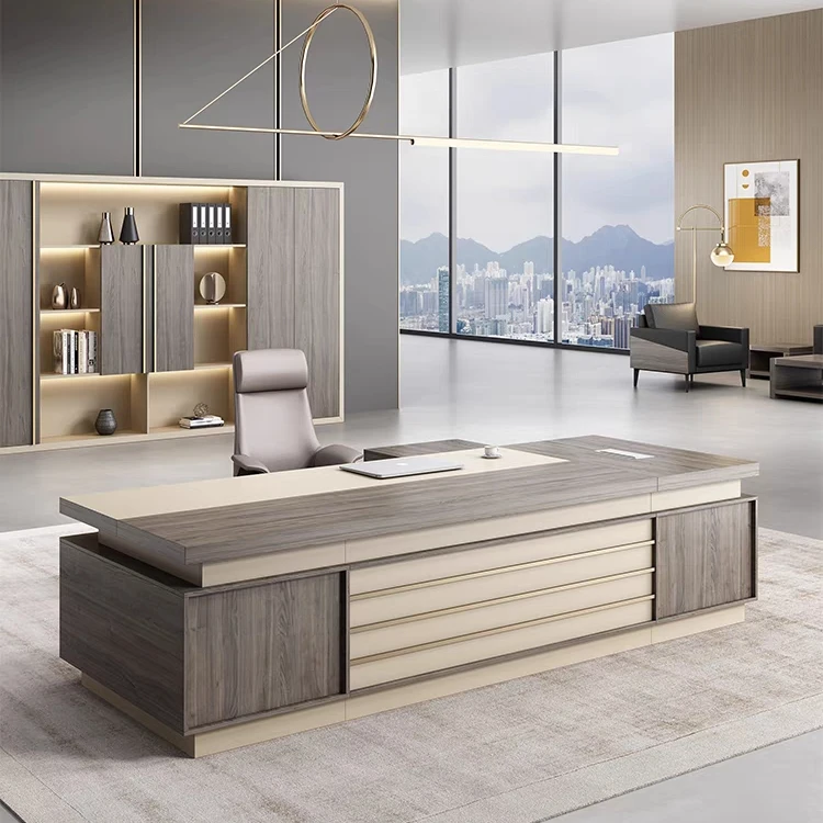 Luxurious Office Furniture Wooden Manager Director Table L Shaped Executive Office Desk