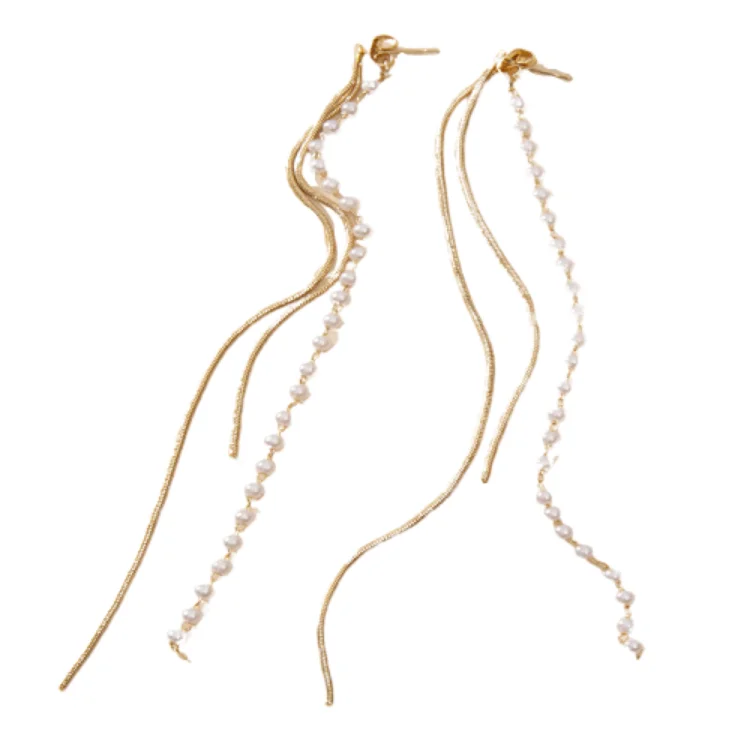 2022 Hot Sale Europe Handmade Wholesale Classic Gold Fringe Pearl Long Tassel Earrings (1600123850092)