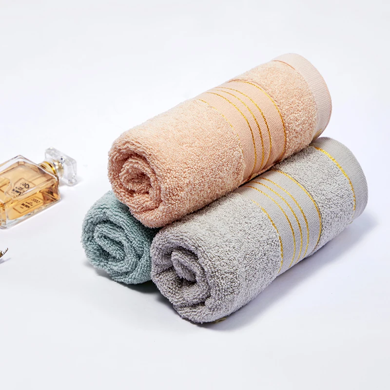Wholesale 100% Cotton Hand Towels Super Soft Comfortable Face Bath Towels Golden Edge Quality Hotel Towels Weddings Gift Sets