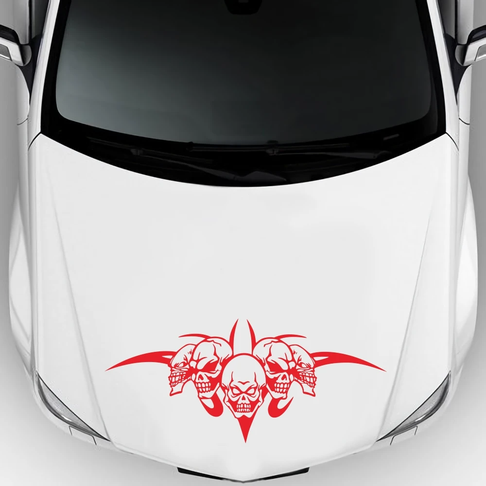 Big Size 60x20cm 3D Skulls Car Hood Size Door Stickers Decal Personality Waterproof For Decoration Auto Car Accessories Styling