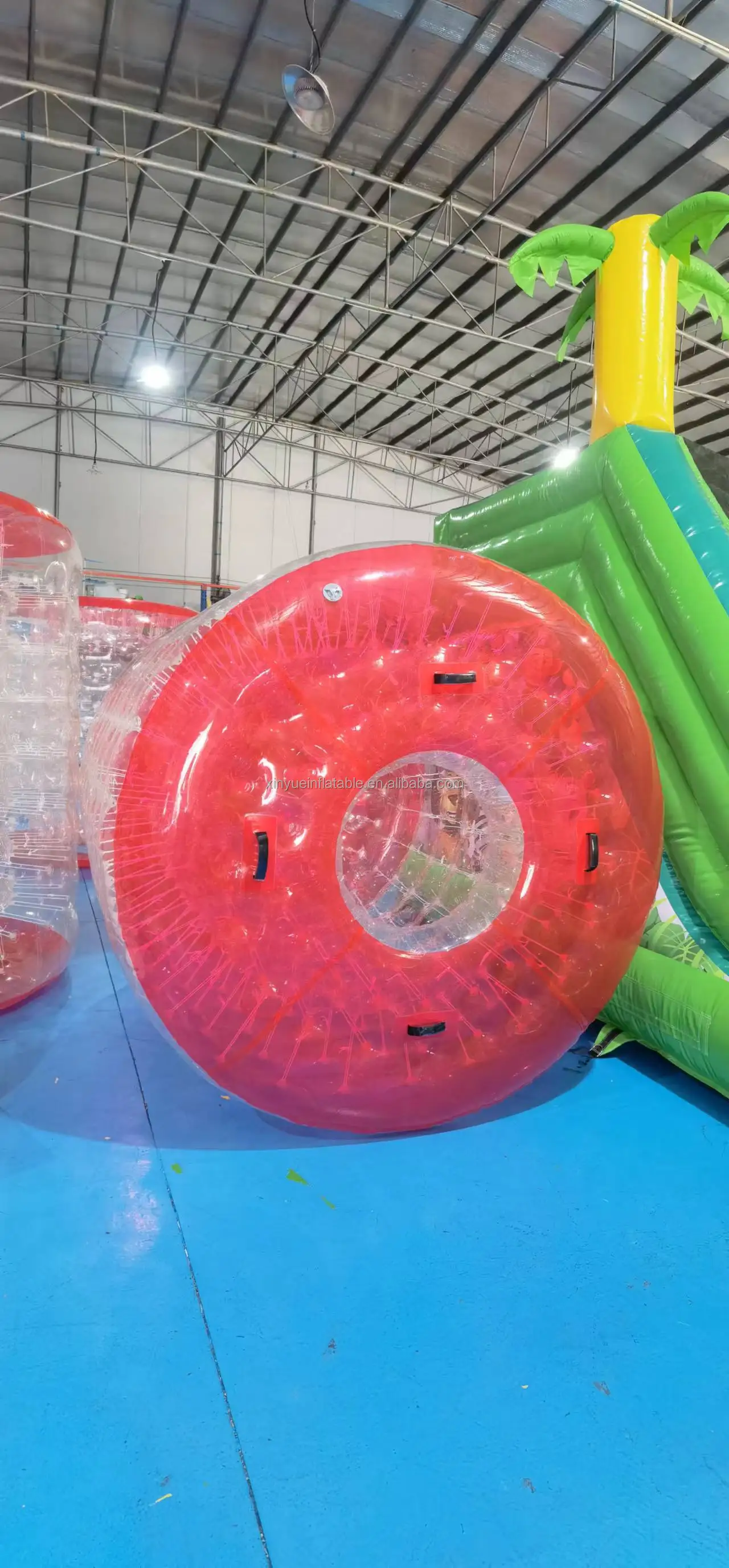Custom 1.0mm Pvc Inflatable Floating Water Roller Zorb Ball Hamster Wheel Inflatable Water Toys For Sale
