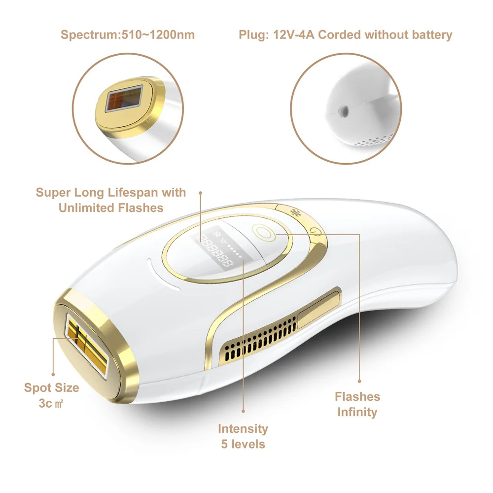 Ice Cool IPL Laser Hair Epilator Removal Machine Permanent Painless Hair Remover Device for Facial Body at Home