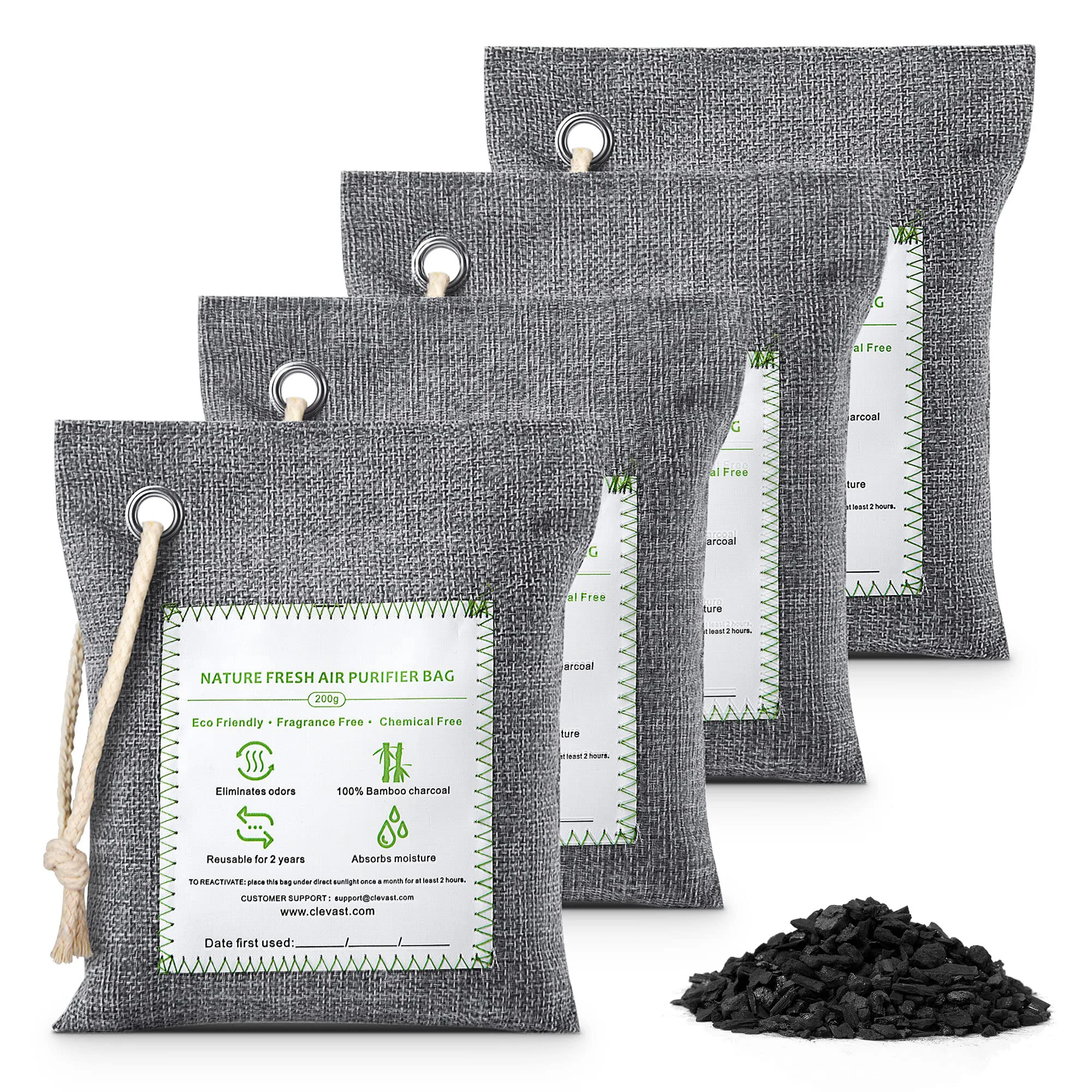 Activated Natural Home Odor Absorber Deodorizer Purifier Bamboo Charcoal Air Purifying Bags for Closet Shoe Car