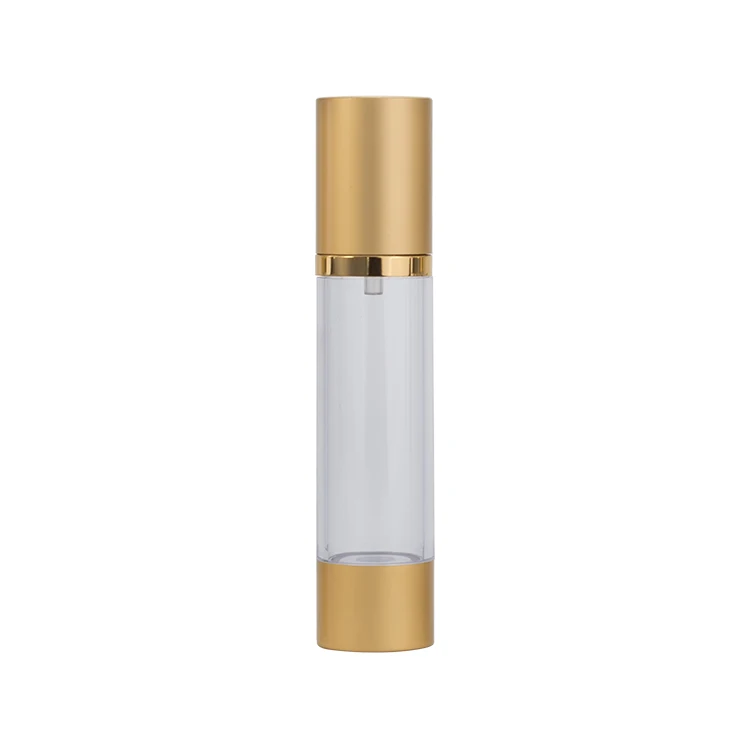 China best quality matte silver or matte gold airless bottle gold vacuum cosmetic bottle matte golden CREAM PUMP BOTTLE