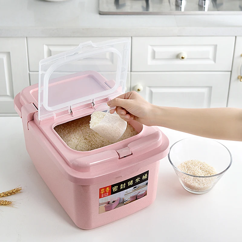 Hot selling Plastic Rice Box Dispenser Dry Food storage Container with lid