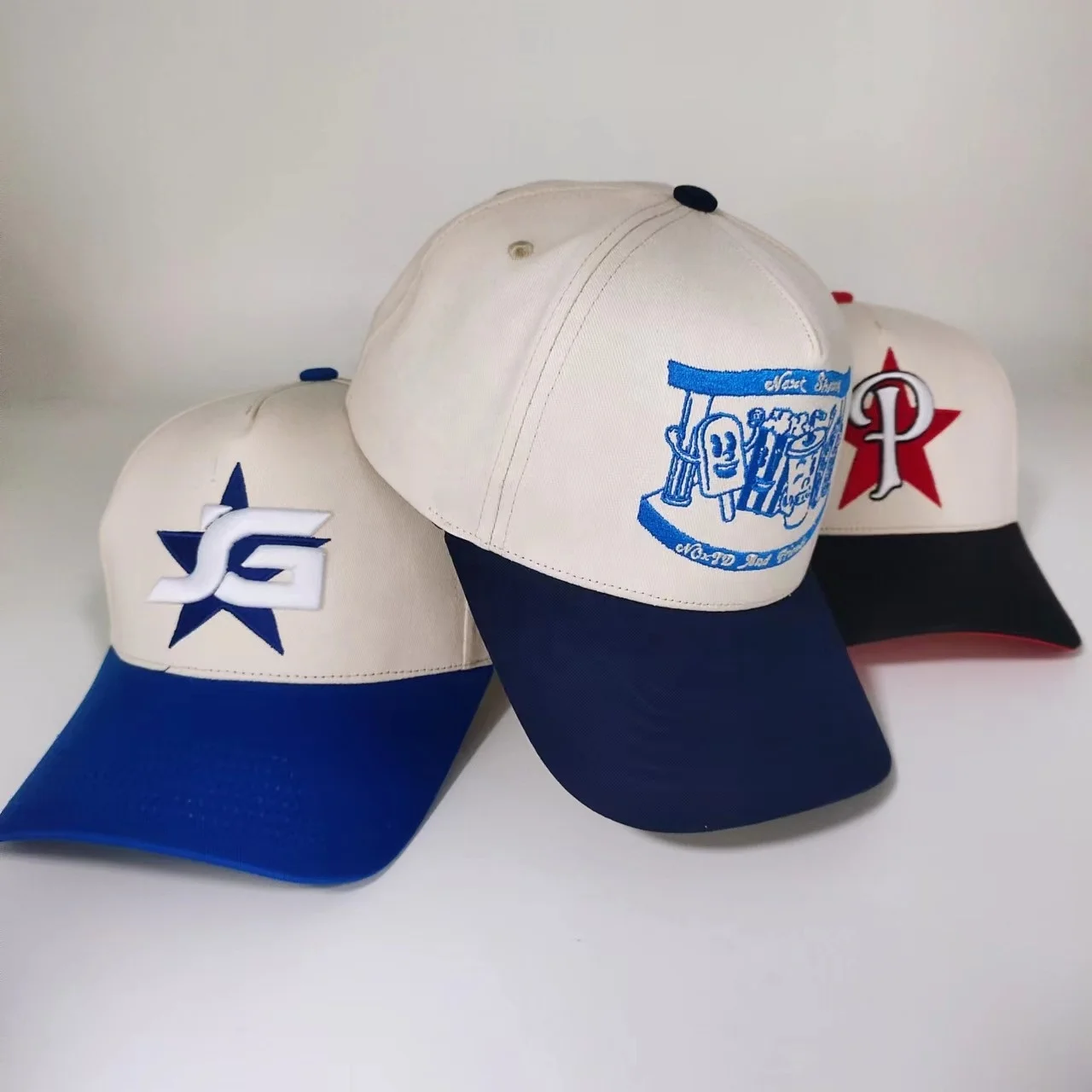 Fashion Leisure 5 Panel Custom Two Tone Sport Embroidery Baseball Cap 3d Embroidery Logo Curved Brim Baseball Hat