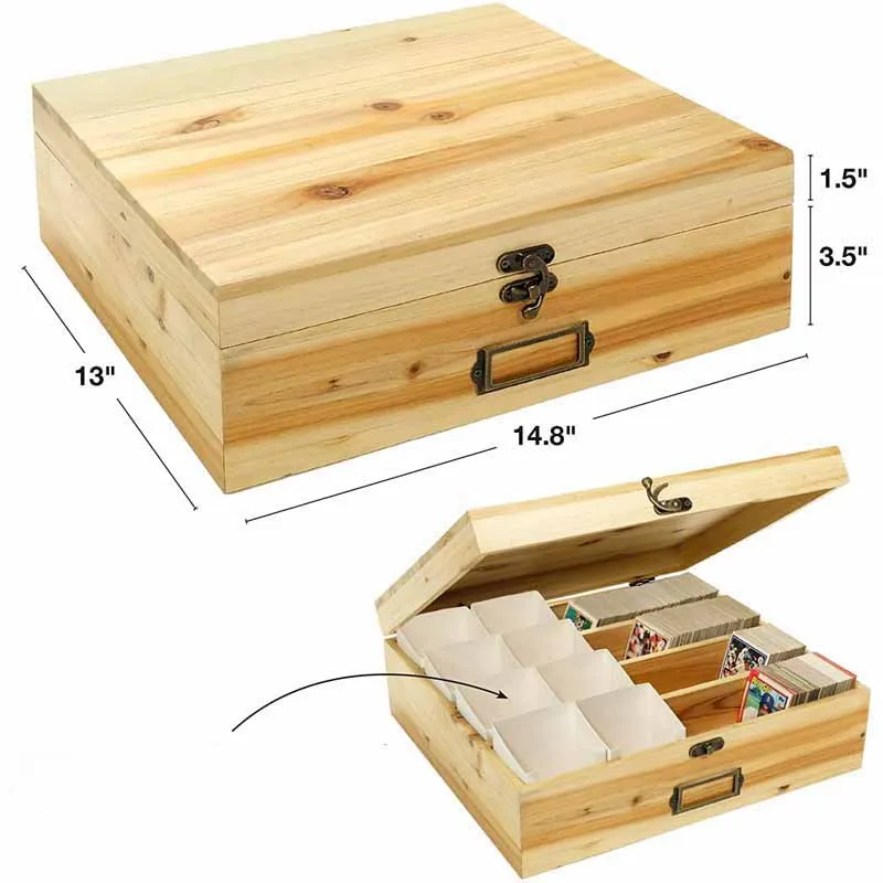 Wooden Card Collection Storage Box for Sports Cards, CCGs, and TCGs