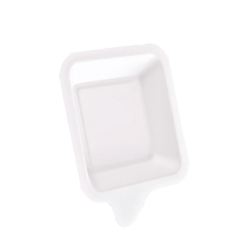 Disposable Bagasse Pulp Cake Stand Size Dessert Square Plate Degradable Knife Fork Spoon Tableware Set