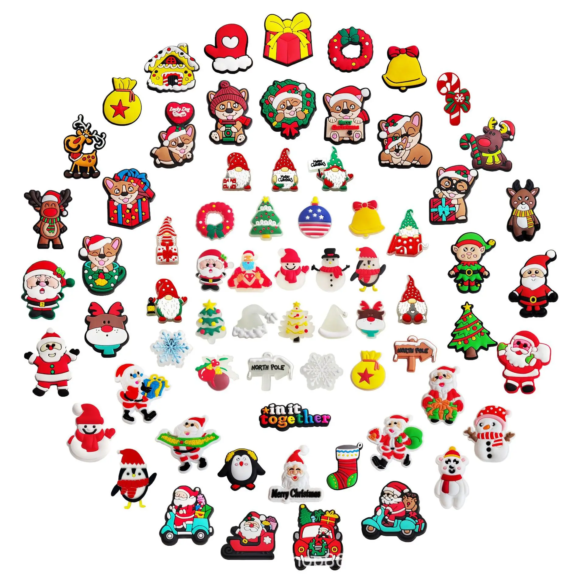 Christmas Theme New Fashion Letter Rhinestone Clog Charm Buckle Accessories Decorate Crystal Alloy Shoes Croc Charms