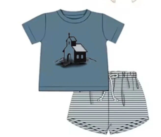 New Design Baby Girl Boys Spring Smocked Clothing Outfit Toddler Kids It Is Well with My Soul Design Siblings Smocked Set