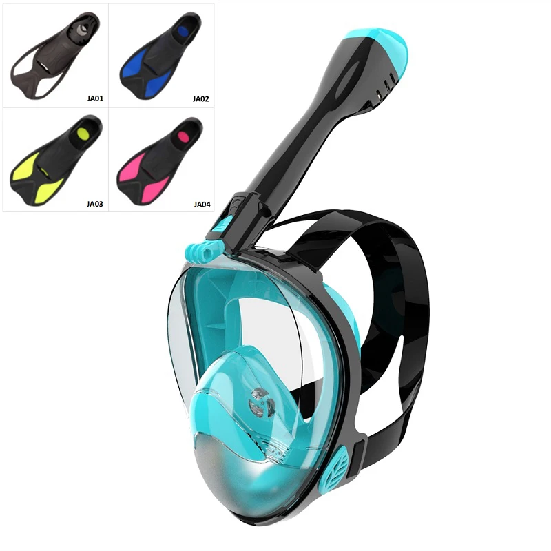 
Trade Assurance High Quality Full Face Snorkel Mask With Earplugs, Free Breath Diving Mask And Rubber Swim Fin 