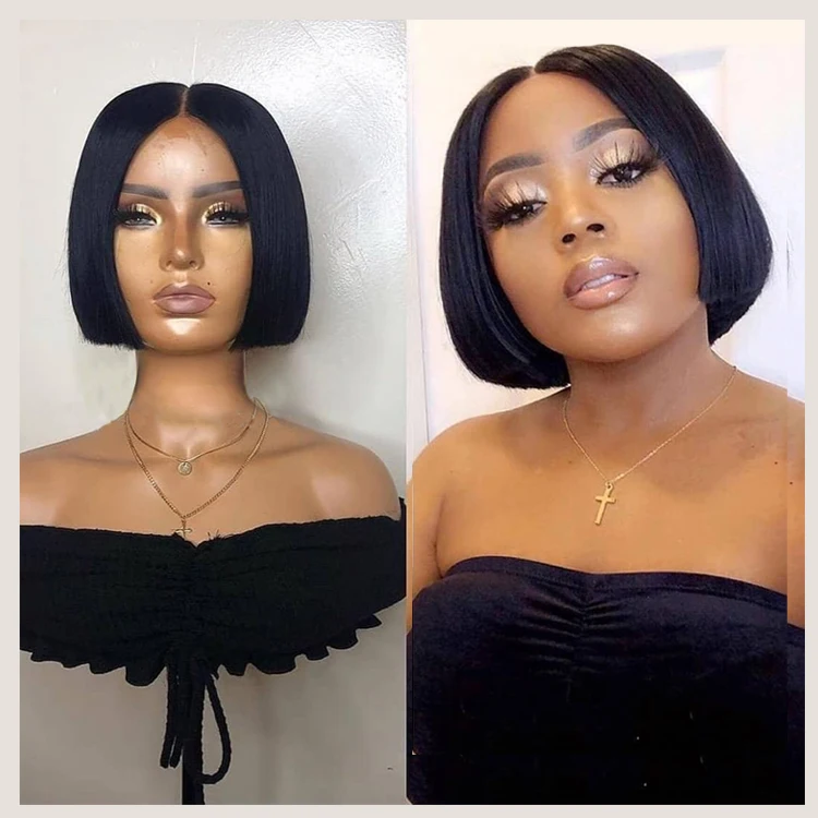 Glueless Remy Short Closure Bob Wig, Brazilian Lace Front Wig, Lace Front Human Hair Wigs Bob