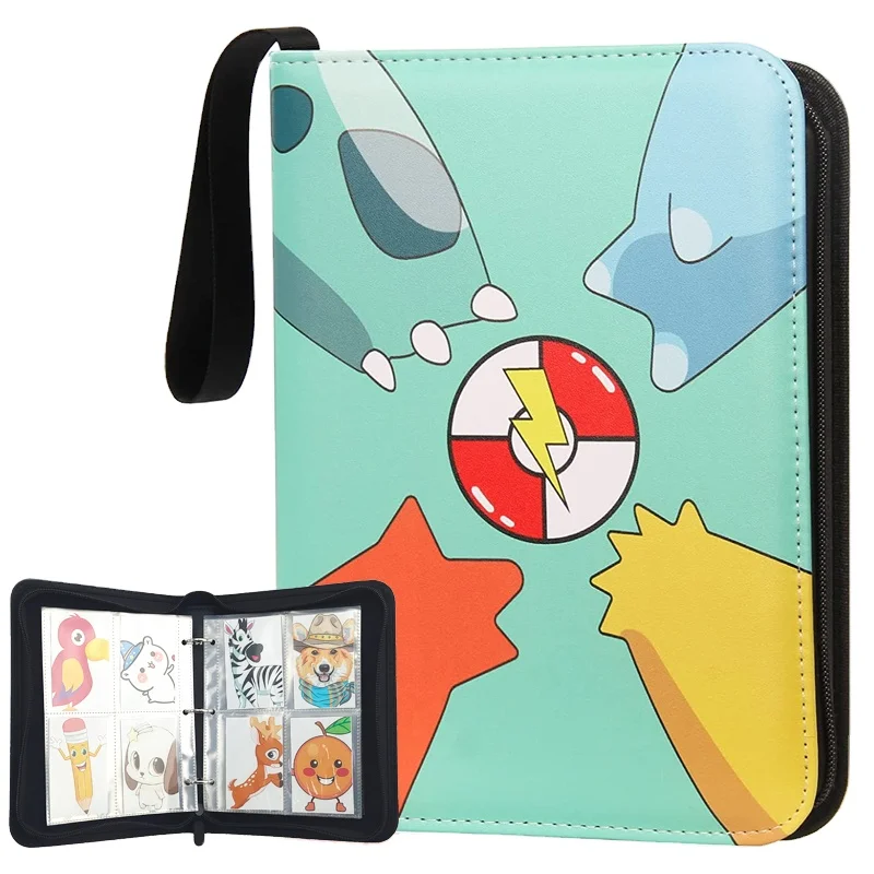 ModernQiu Best-Selling PU Leather  4 Pockets Trading Card Binder with 50 Sleeves for 400 Cards