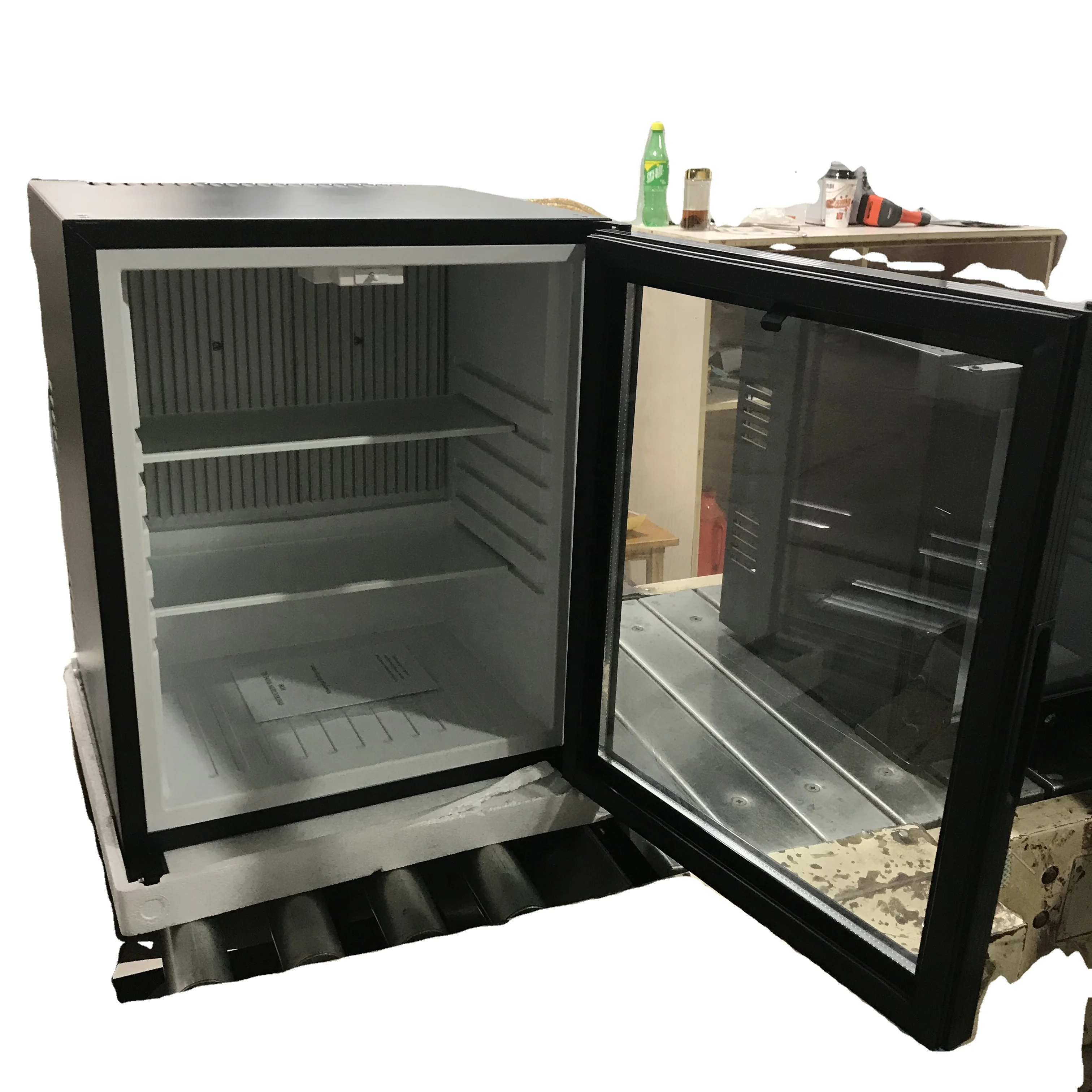 62L  glass door soft drink hotel room mini fridge refrigerator with absorption