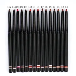 15 colors pink custom lip liner waterproof private label lip liner cream brown lip liner pencil